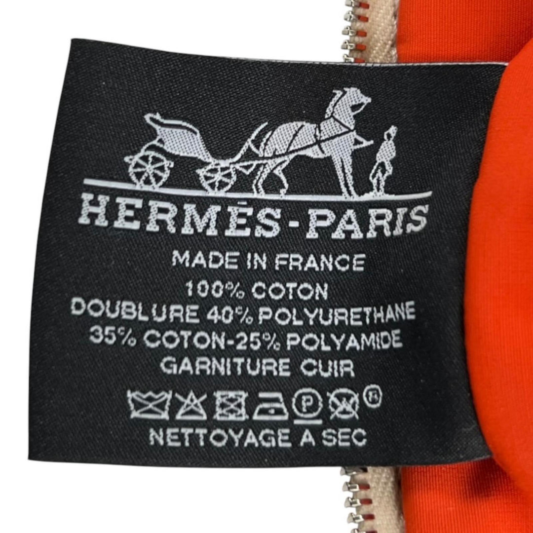 Excellent HERMES Pouch Polid Pouch Mini Mini H logo natural cotton Women