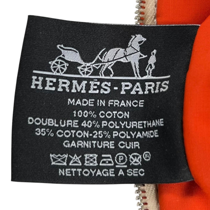Excellent HERMES Pouch Polid Pouch Mini Mini H logo natural cotton Women