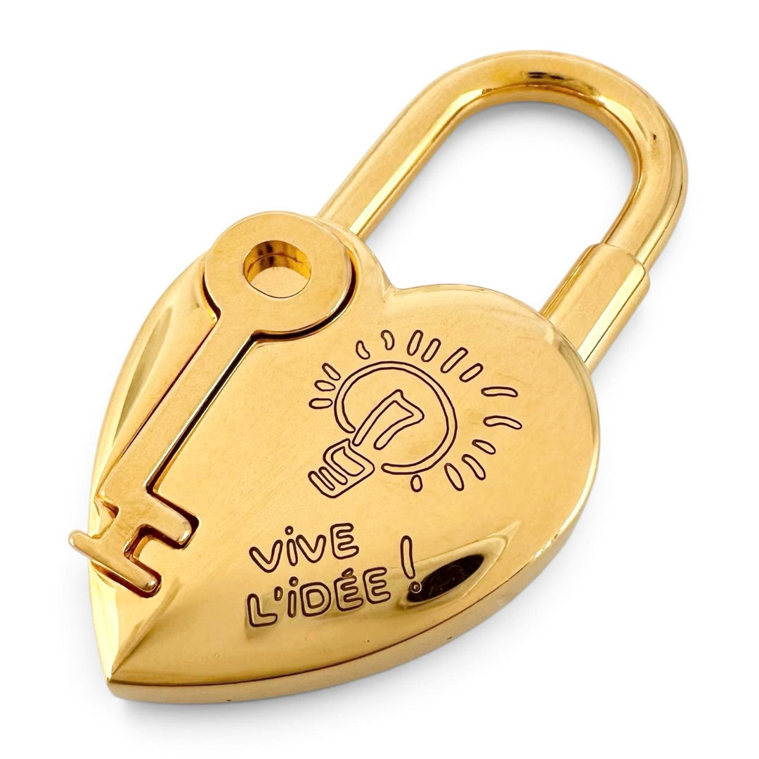 Great HERMES charm Cadena Rock Heart Fantasy padlock gold plating Women