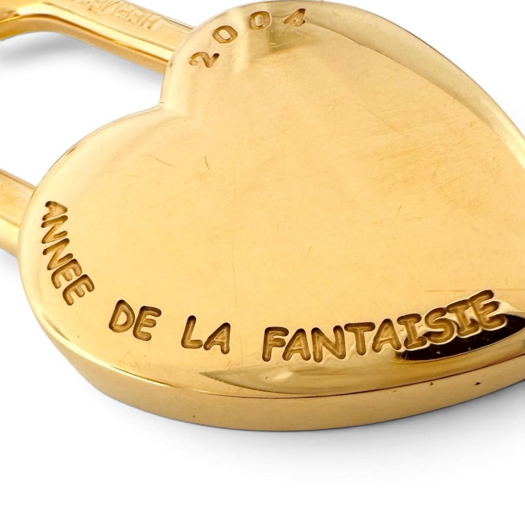 Great HERMES charm Cadena Rock Heart Fantasy padlock gold plating Women