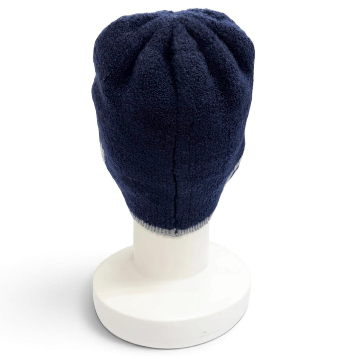 Great CHANEL Knit cap Logo design knit hat beanie Dark navy cashmere Women 21B