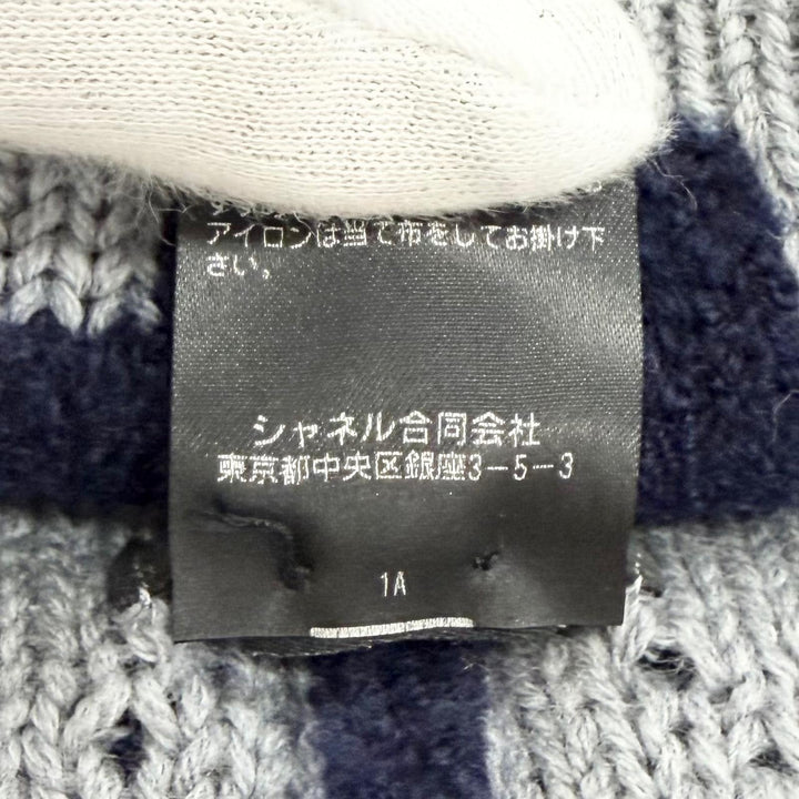 Great CHANEL Knit cap Logo design knit hat beanie Dark navy cashmere Women 21B