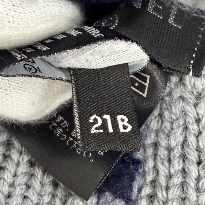 Great CHANEL Knit cap Logo design knit hat beanie Dark navy cashmere Women 21B