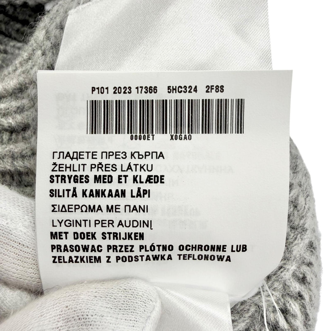 Excellent MIUMIU Knit cap Logo Pom-Pom Knit Hat gray wool Women S 5HC324