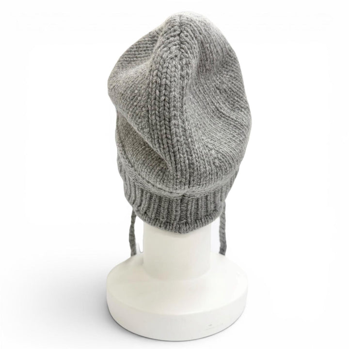 Excellent MIUMIU Knit cap Logo Pom-Pom Knit Hat gray wool Women S 5HC324