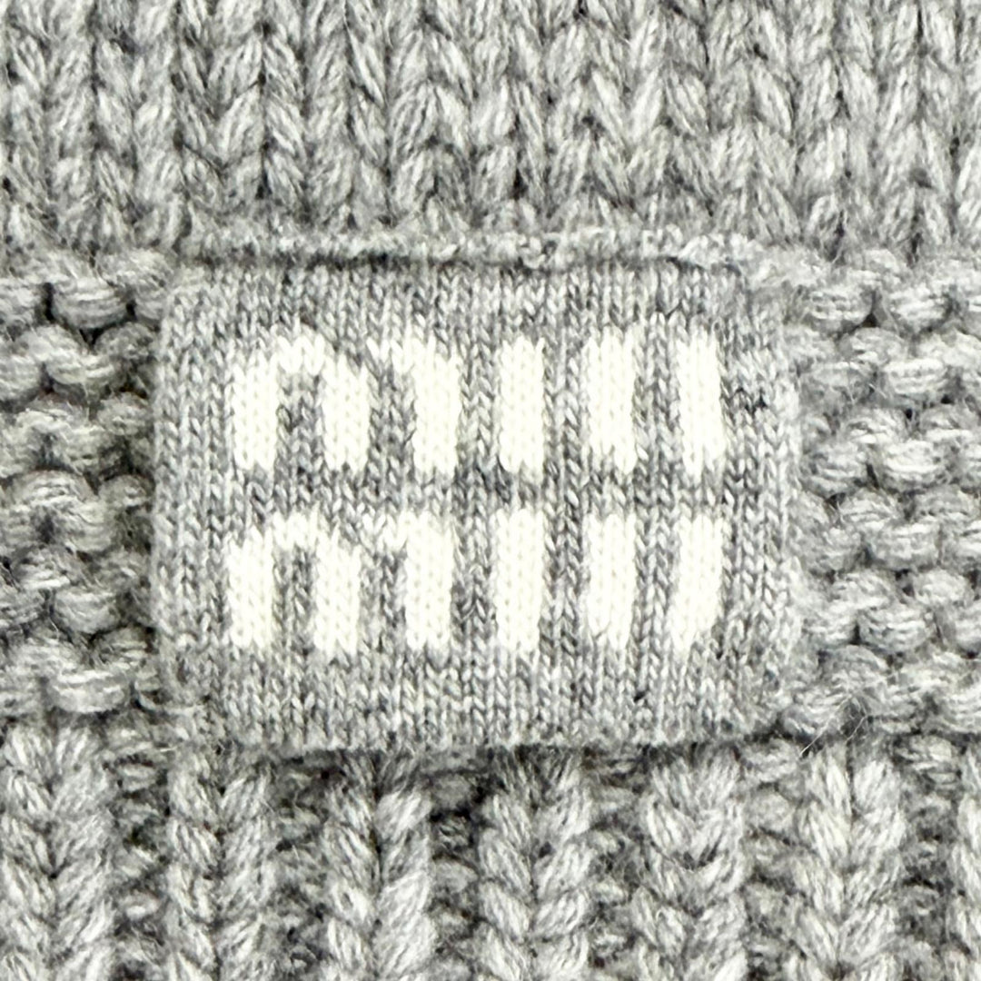 Excellent MIUMIU Knit cap Logo Pom-Pom Knit Hat gray wool Women S 5HC324