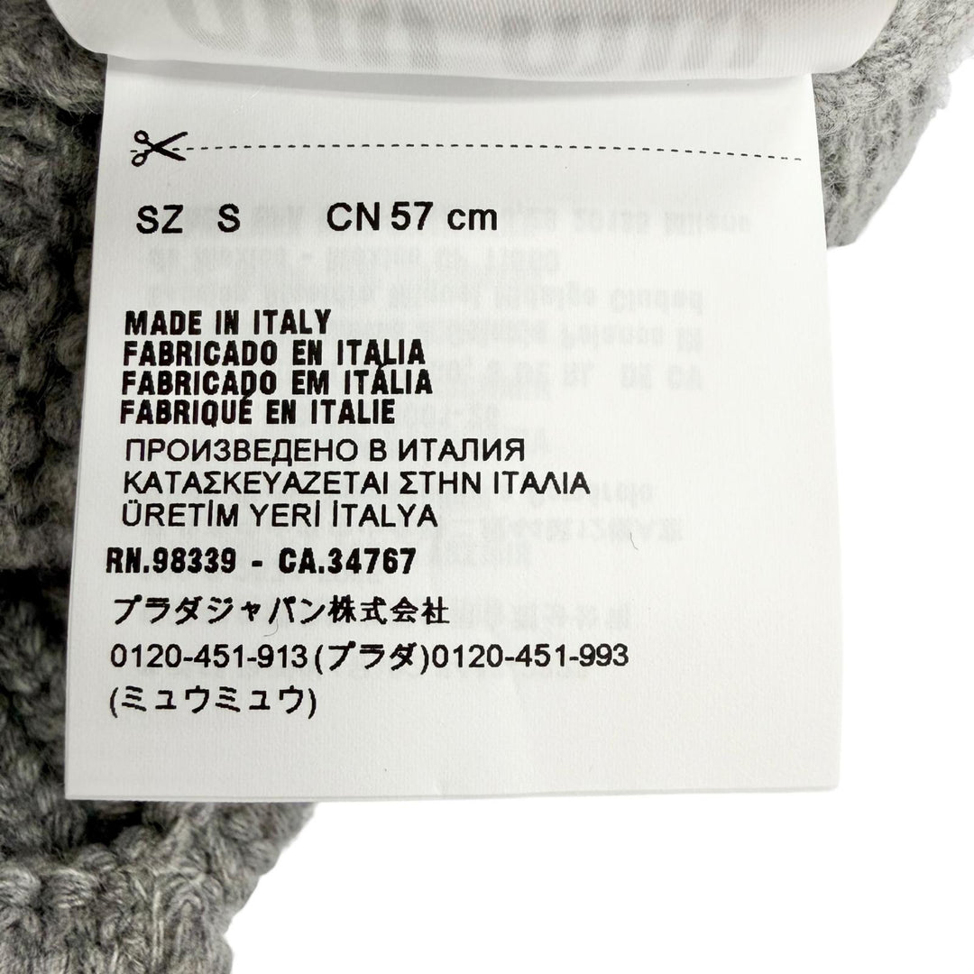 Excellent MIUMIU Knit cap Logo Pom-Pom Knit Hat gray wool Women S 5HC324