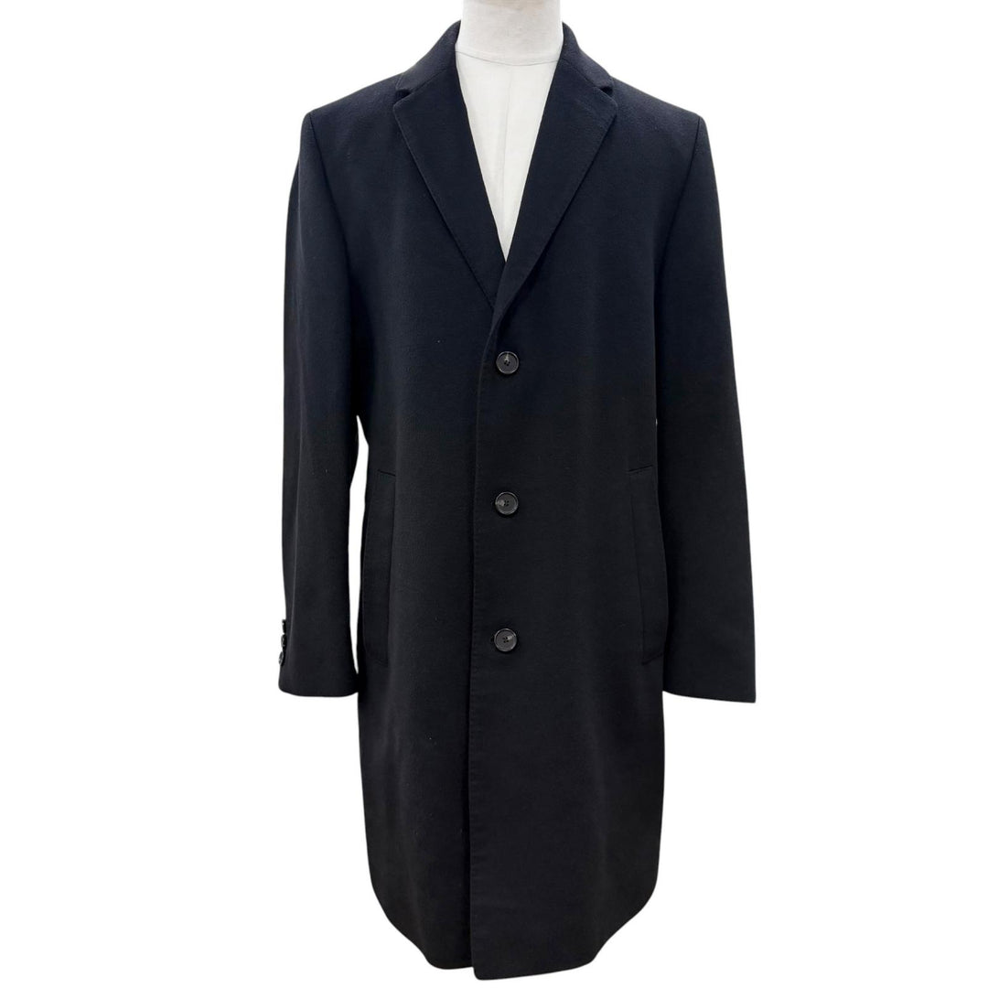 Excellent HUGO BOSS Chester coat COLOMBO fabric, single black wool mens 52