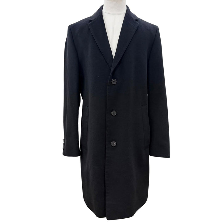 Excellent HUGO BOSS Chester coat COLOMBO fabric, single black wool mens 52