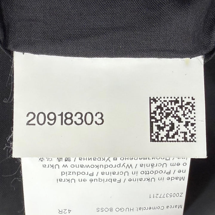 Excellent HUGO BOSS Chester coat COLOMBO fabric, single black wool mens 52