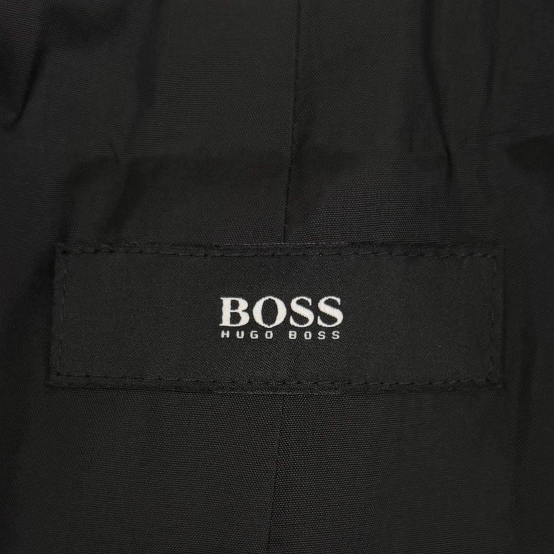 Excellent HUGO BOSS Chester coat COLOMBO fabric, single black wool mens 52