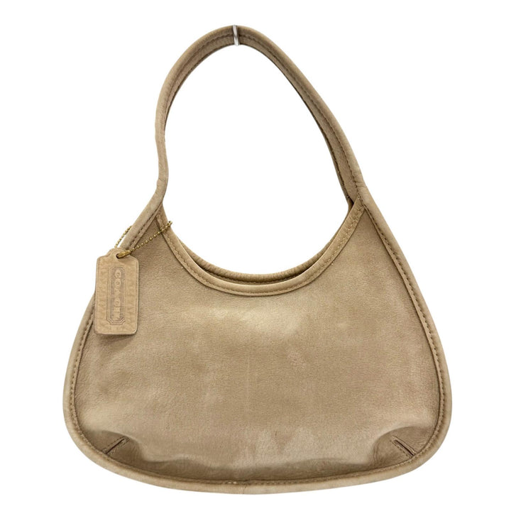 Great COACH Handbag Old Coach Nubuck Leather One Shoulder Bag Beige Women 4399