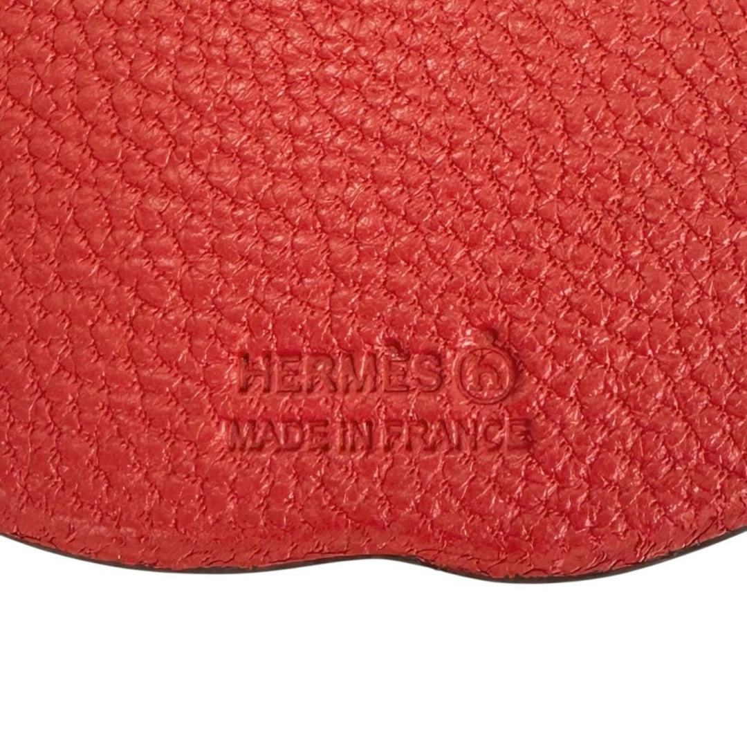 Pristine HERMES charm Pomme et feuille Apple Leaf Red series leather Women