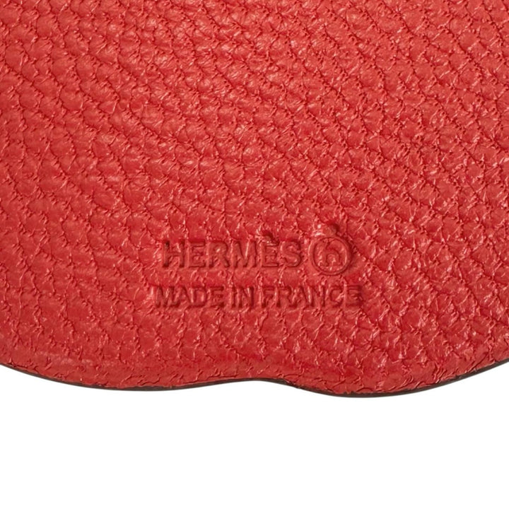 Pristine HERMES charm Pomme et feuille Apple Leaf Red series leather Women