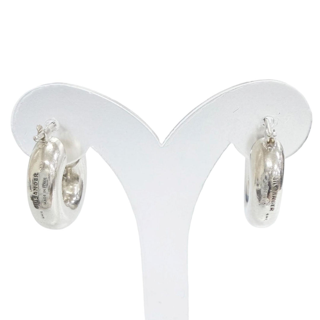 Great JIL SANDER Logo-engraved chunky hoop earrings (for both ears) Silver 925