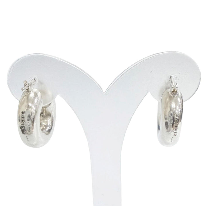 Great JIL SANDER Logo-engraved chunky hoop earrings (for both ears) Silver 925