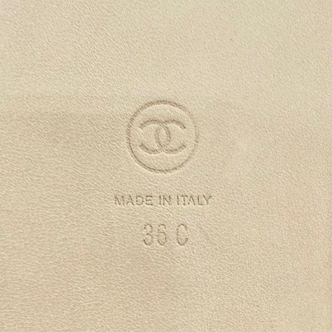 Excellent CHANEL Sandals COCO Mark Camellia Flat Leather white 36 G35927