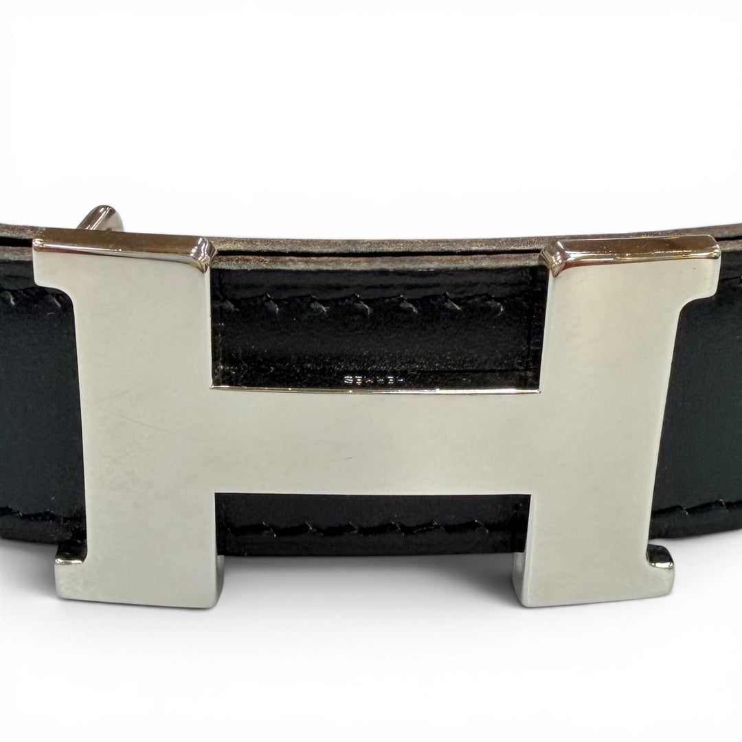 Great HERMES belt Margiela period H logo black leather Women