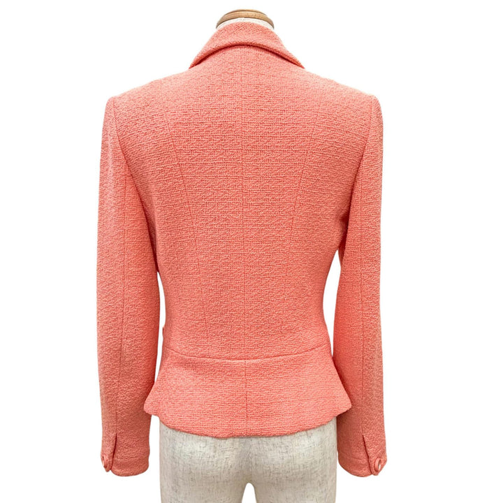 Great CHANEL Jacket COCO Mark Mirror Button Short pink wool Women 40 95C P04347