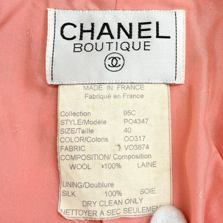 Great CHANEL Jacket COCO Mark Mirror Button Short pink wool Women 40 95C P04347