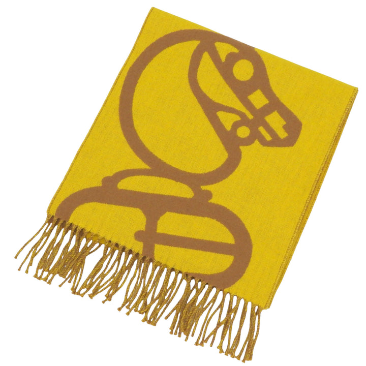Excellent HERMES Scarf Buckle en camaieu Two-tone fringe yellow cashmere Women