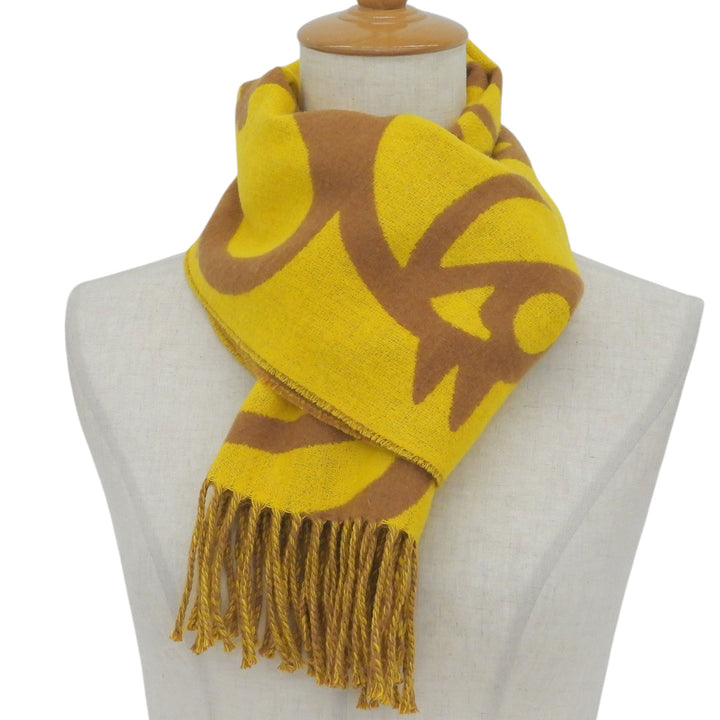 Excellent HERMES Scarf Buckle en camaieu Two-tone fringe yellow cashmere Women