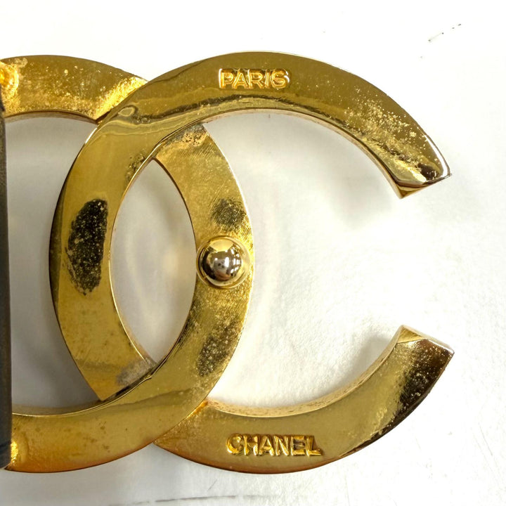 Very Good CHANEL belt COCO Mark leather black leather Women