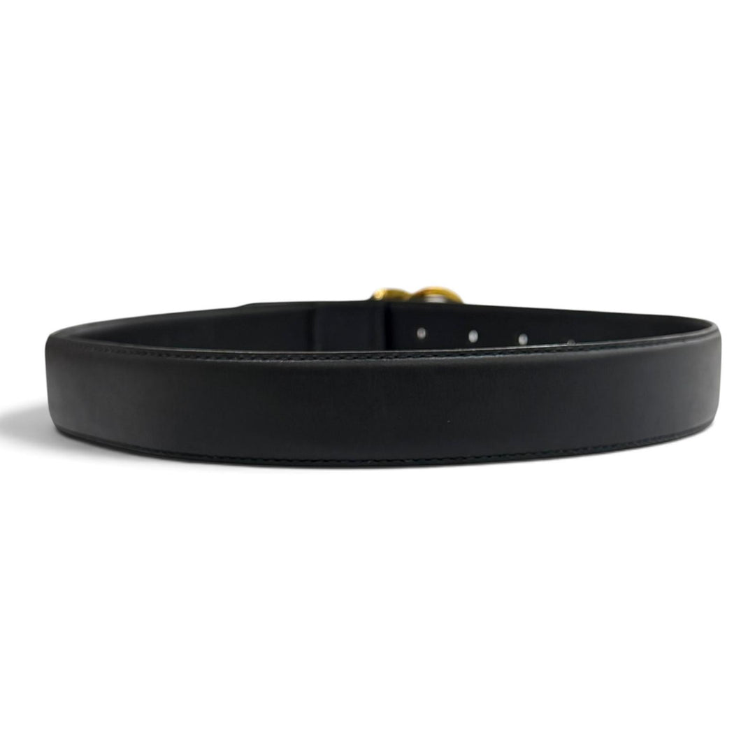 Very Good CHANEL belt COCO Mark leather black leather Women
