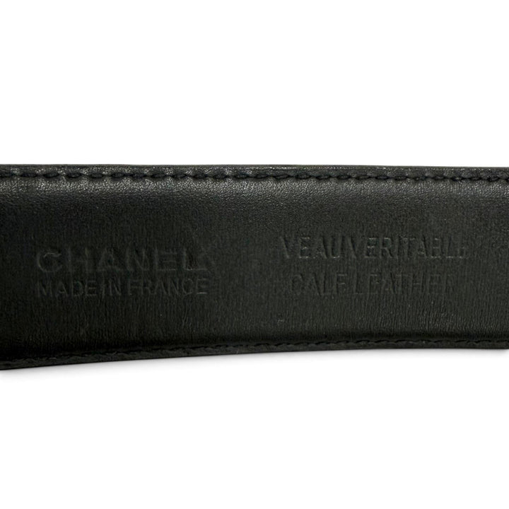 Very Good CHANEL belt COCO Mark leather black leather Women