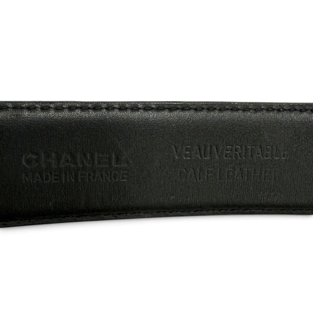 Very Good CHANEL belt COCO Mark leather black leather Women