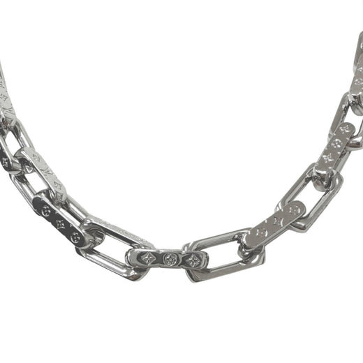 Excellent LOUIS VUITTON Necklace Collier Chain Monogram Silver M64196