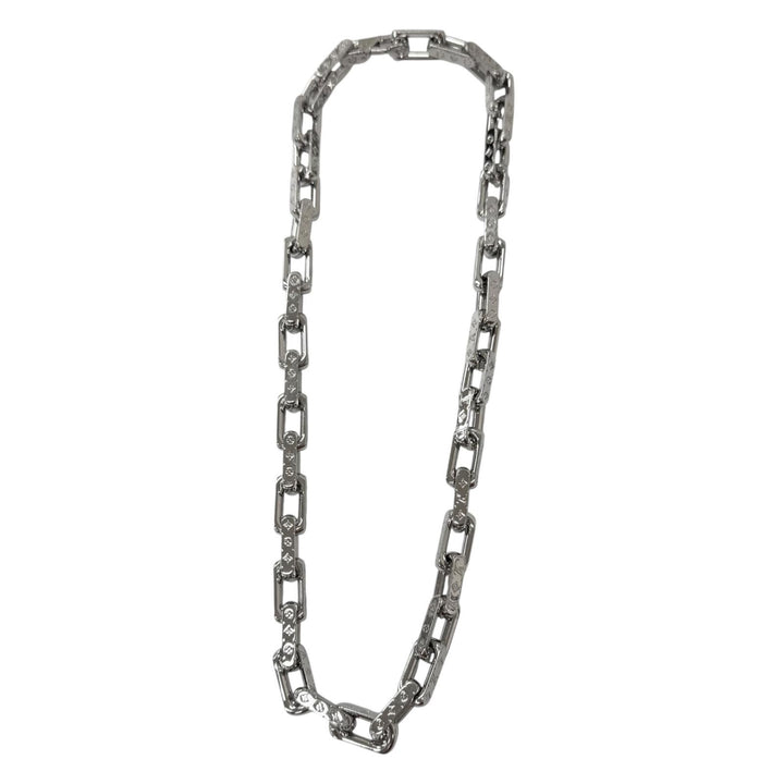Excellent LOUIS VUITTON Necklace Collier Chain Monogram Silver M64196