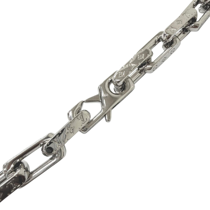 Excellent LOUIS VUITTON Necklace Collier Chain Monogram Silver M64196