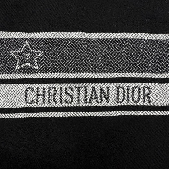 Excellent DIOR Scarf Fringed logo black wool Women 84DIS300A100