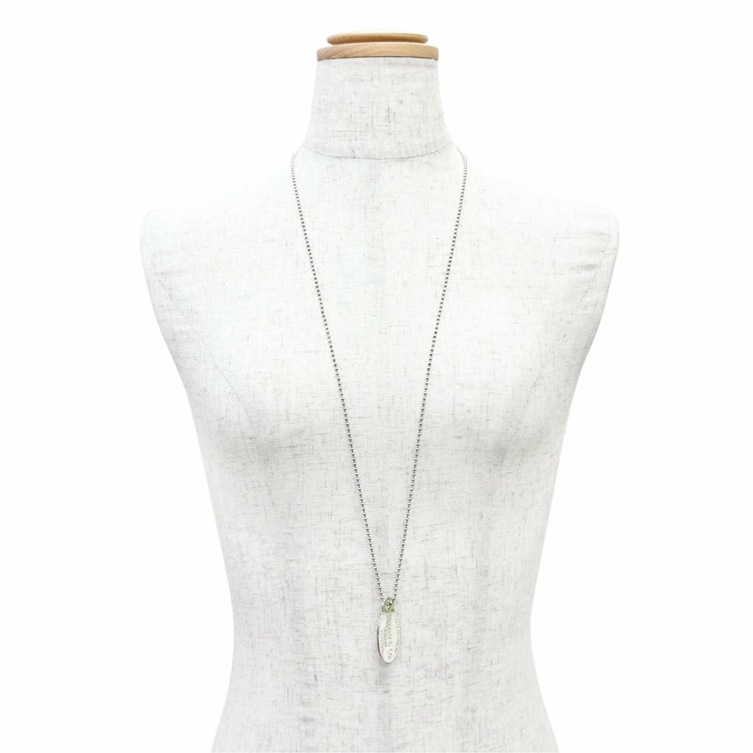 Great TIFFANY&Co. Necklace Oval tag Long ball chain Silver 925 Women