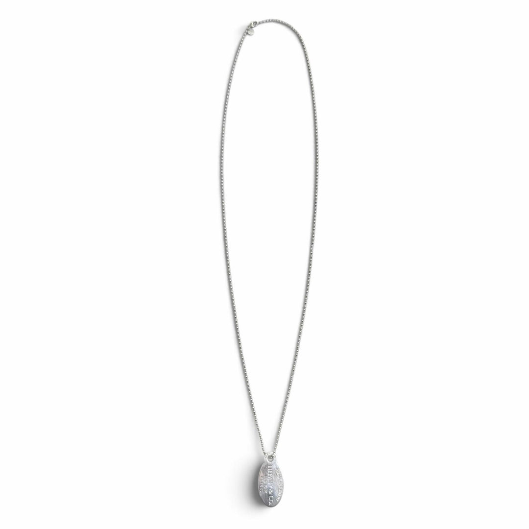 Great TIFFANY&Co. Necklace Oval tag Long ball chain Silver 925 Women