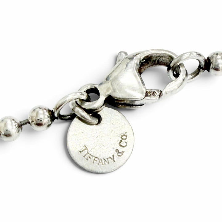 Great TIFFANY&Co. Necklace Oval tag Long ball chain Silver 925 Women