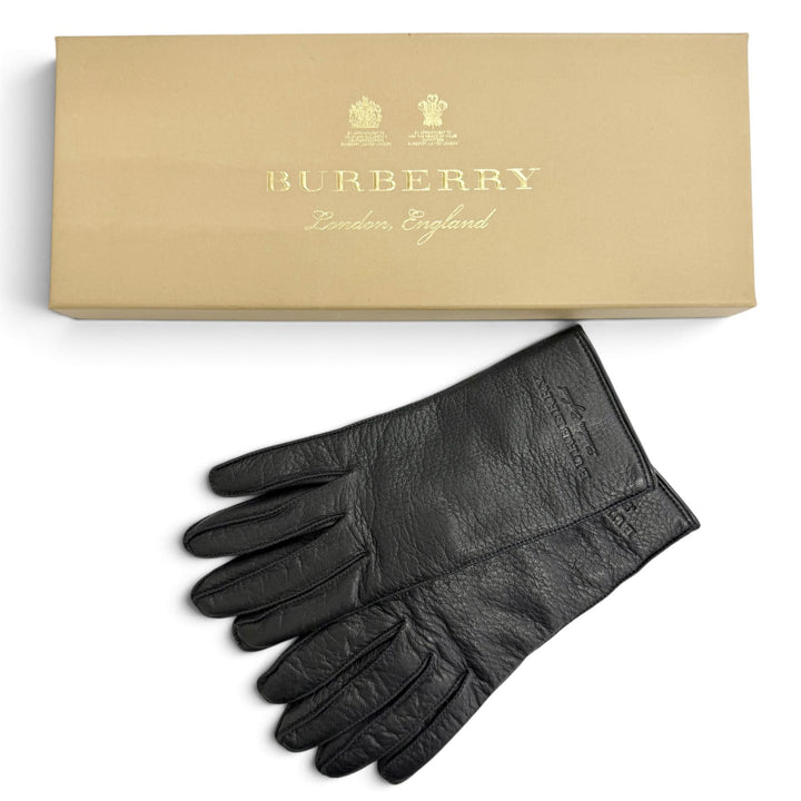 Great BURBERRY gloves Logo-embossed deerskin leather gloves Deerskin 7.5 4060479