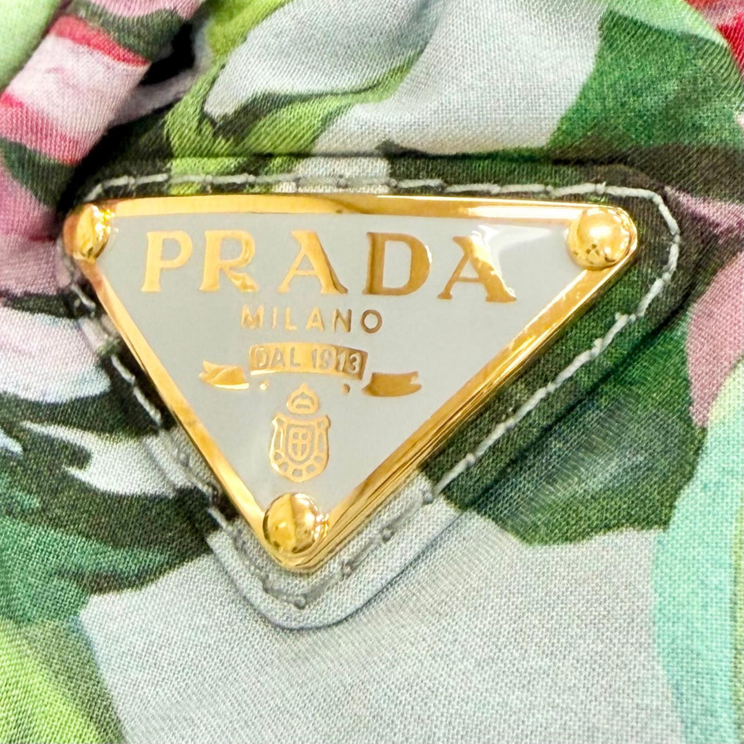 Excellent PRADA Shush Triangle logo floral print gray Women 1IF015