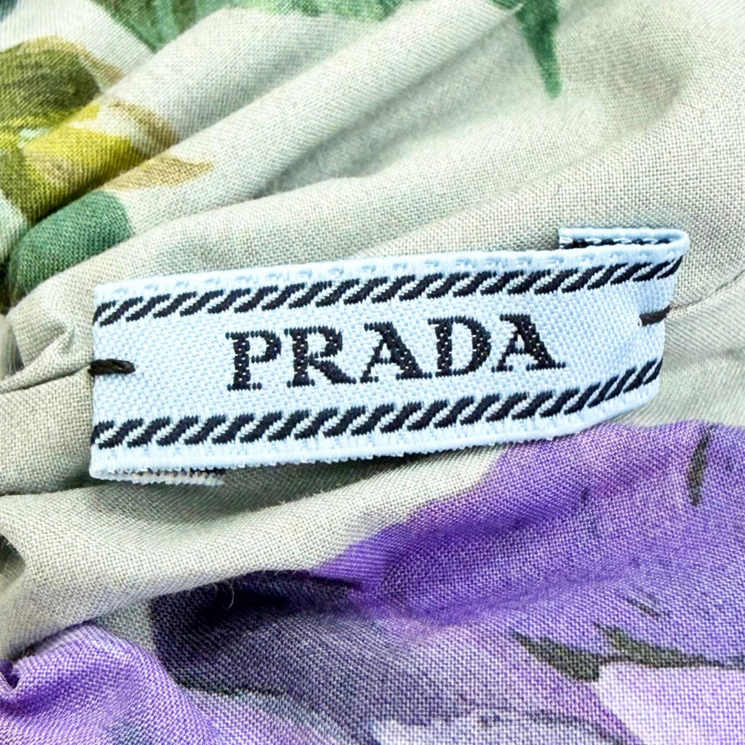 Excellent PRADA Shush Triangle logo floral print gray Women 1IF015
