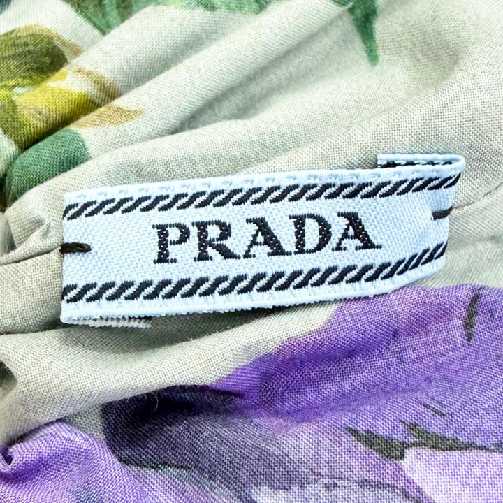 Excellent PRADA Shush Triangle logo floral print gray Women 1IF015