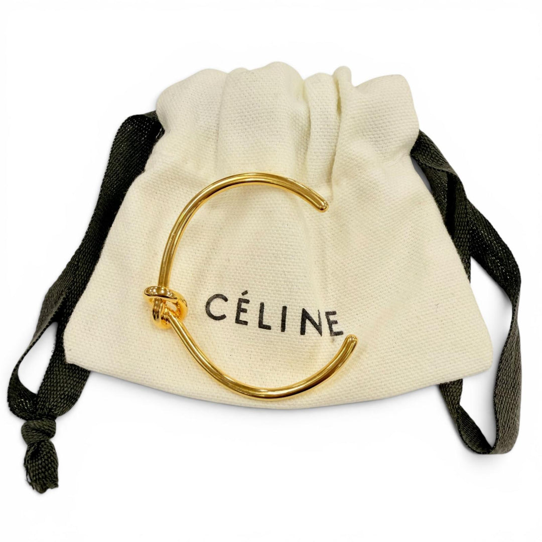 Great CELINE Bangle Knot Extra Thin Bracelet Phoebe period gold Women M