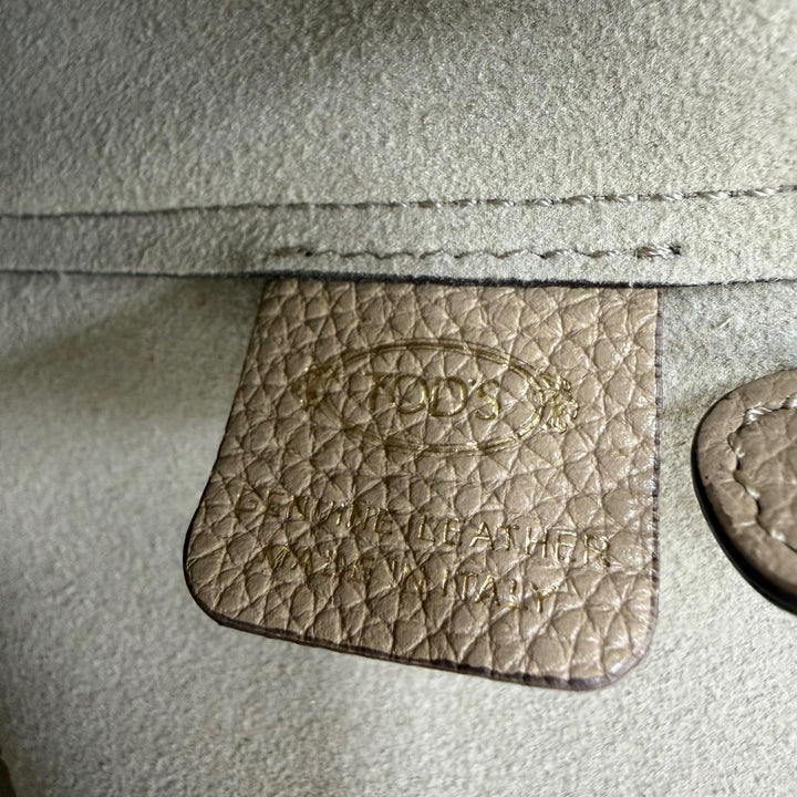 Very Good TOD’S T Timeless Small Tote Bag With porch beige leather Women