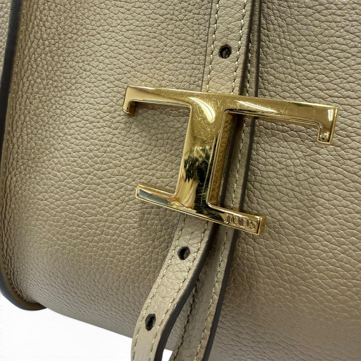 Very Good TOD’S T Timeless Small Tote Bag With porch beige leather Women
