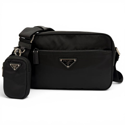 Great PRADA Shoulder Bag Triangle logo Re-Nylon black Nylon mens 1BC167