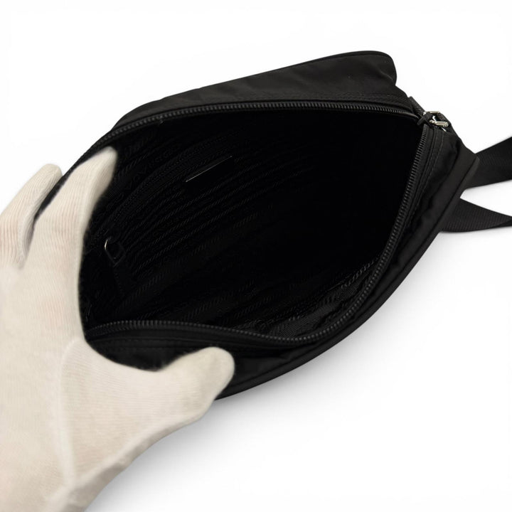 Great PRADA Shoulder Bag Triangle logo Re-Nylon black Nylon mens 1BC167