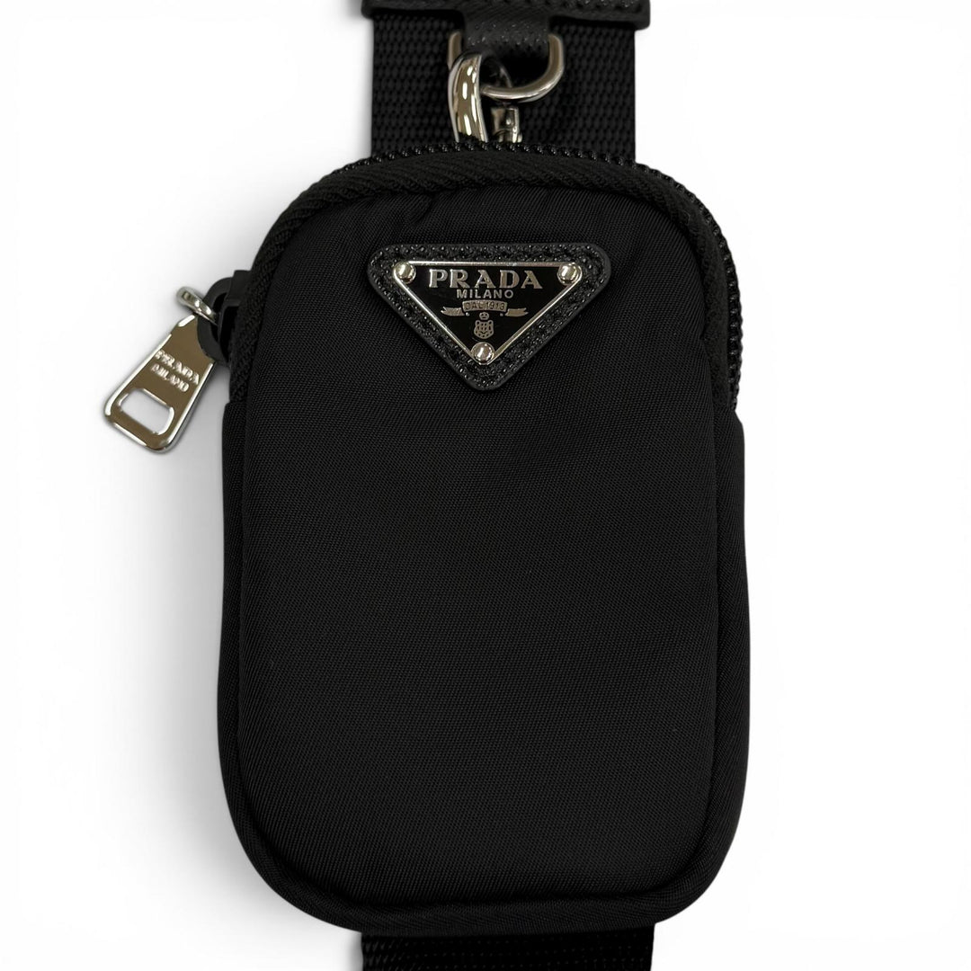 Great PRADA Shoulder Bag Triangle logo Re-Nylon black Nylon mens 1BC167