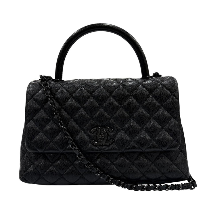 Great CHANEL Handbag Coco Handle 29 Large Top Handle Flap 2-Way Caviar skin