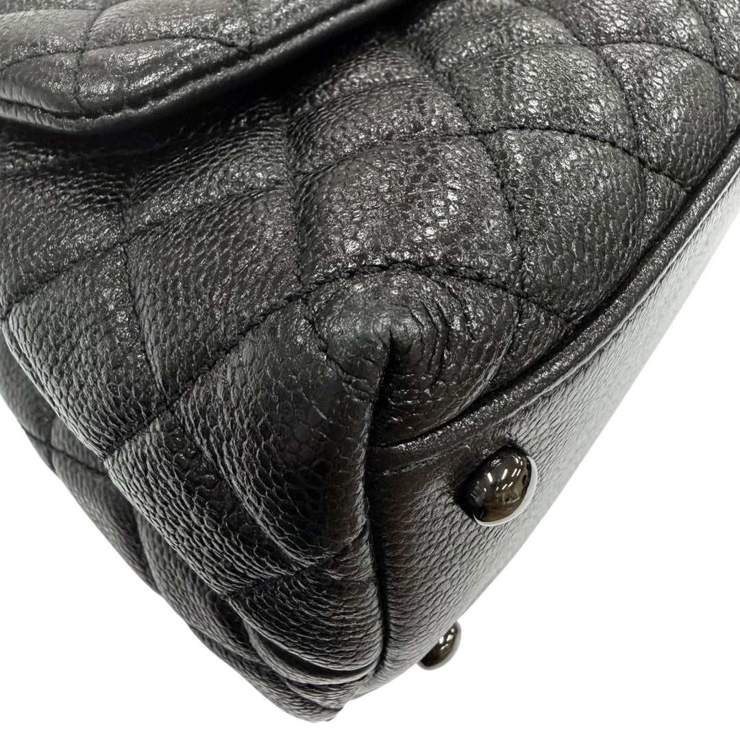 Great CHANEL Handbag Coco Handle 29 Large Top Handle Flap 2-Way Caviar skin
