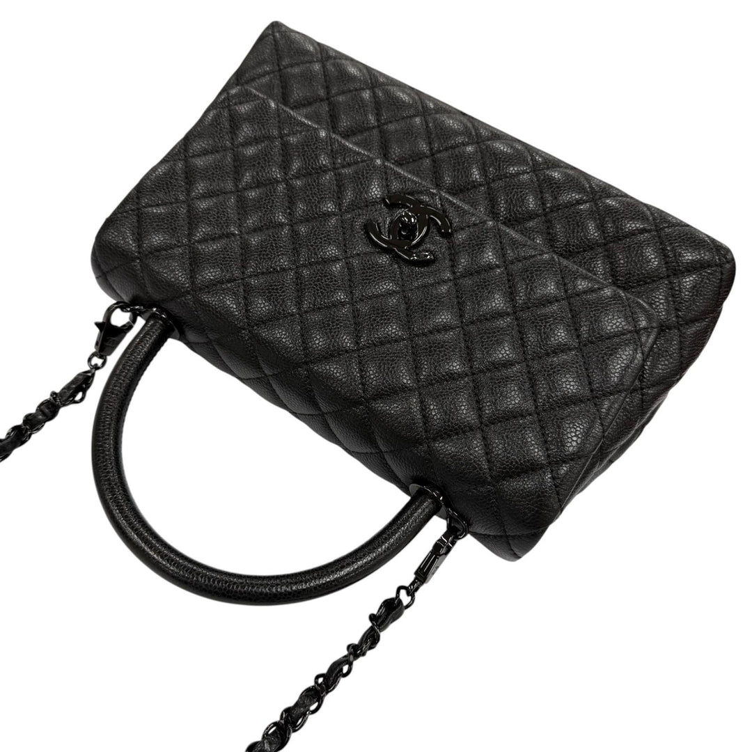 Great CHANEL Handbag Coco Handle 29 Large Top Handle Flap 2-Way Caviar skin
